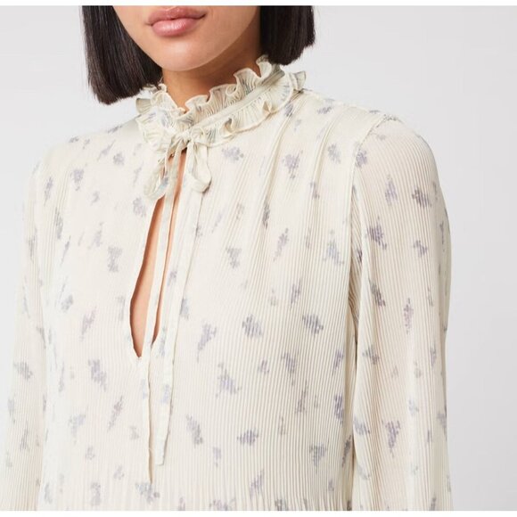 GANNI Pleated Georgette Midi Dress Sz 36/M Feminine Whimsical Cottagecore - Picture 3 of 16